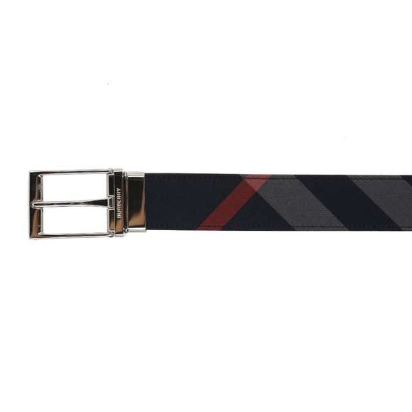 Burberry Louis Reversible Check Belt Navy Grey Size 90 / 36 New - Picture 4 of 6